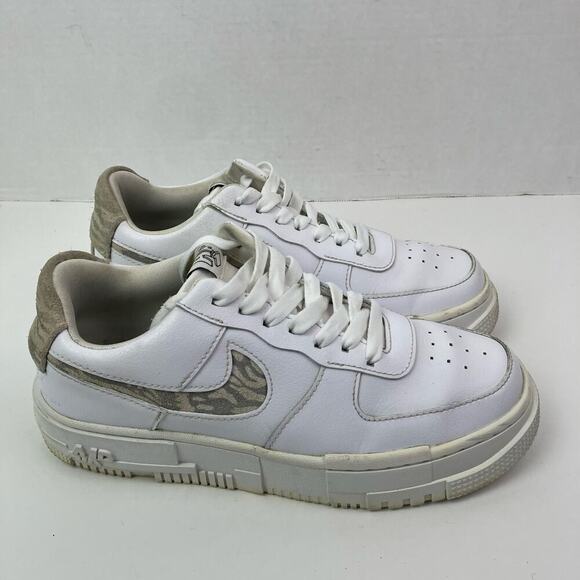 Nike Air Force 1 Pixel SE Zebra Sneakers Low Top Platform Womens Sz 7 White Gray - Picture 7 of 16